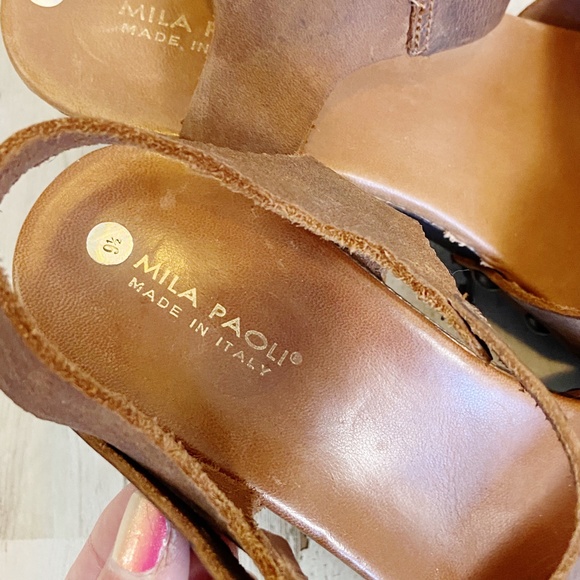Mila Paoli | Womens Brown Leather Strap Platform Sandals | Size: 9.5 - Picture 7 of 13